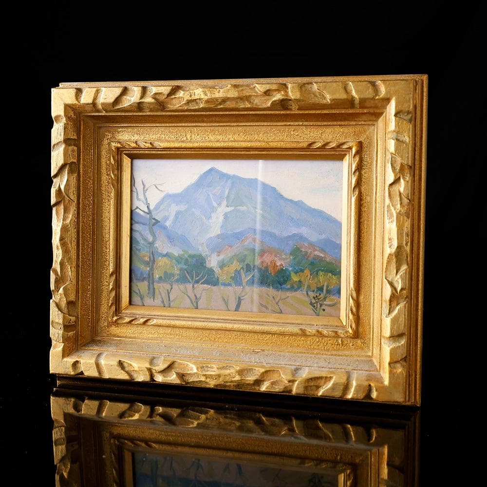 栄一画「 武甲山 」絵画 油彩 額装 P1号 額縦30㎝横37㎝