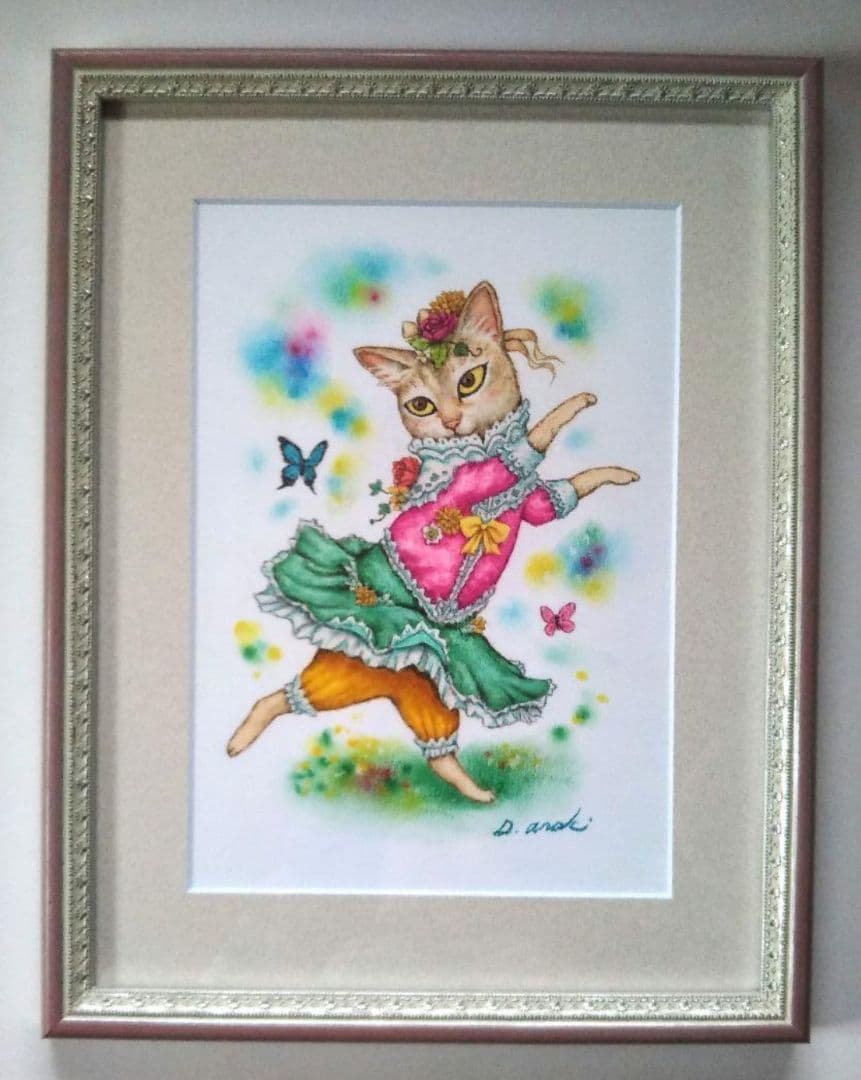 【原画】『シンディー』（猫　シンガプーラ　絵画　パステル画）