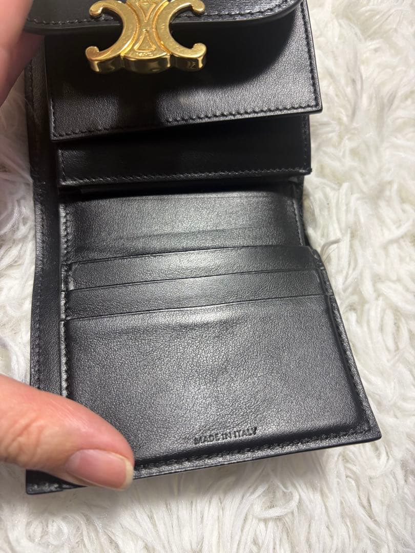 CELINE トリオンフ　ブラック 三つ折り財布　セリーヌ