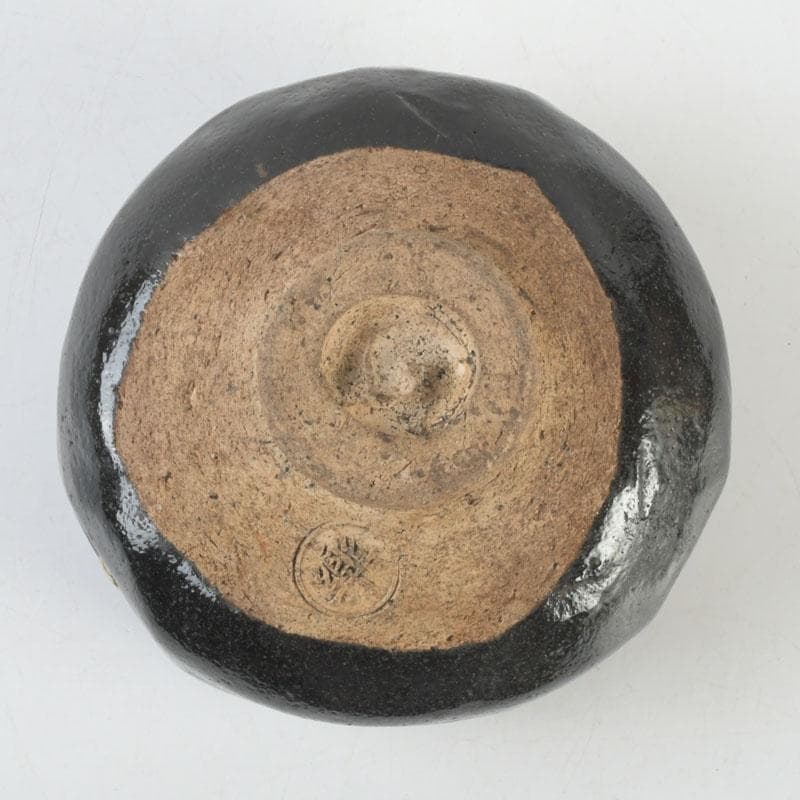 茶道具 楽吉左衛門 黒楽数印茶碗 V 9668 十五代楽吉