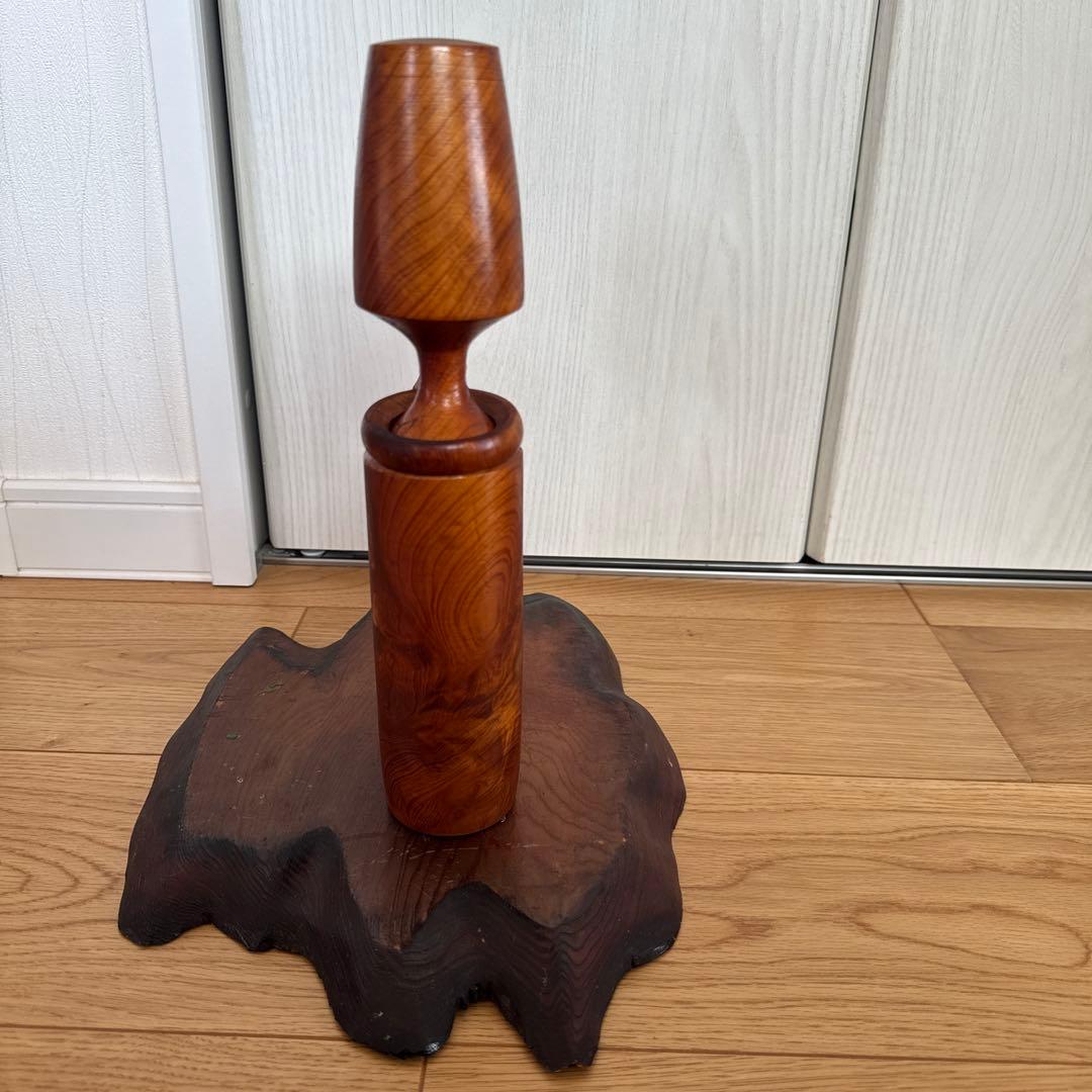 刻印あり】屋久杉 夫婦こけし ウッド 民芸品 木彫り人形 置物 工芸品