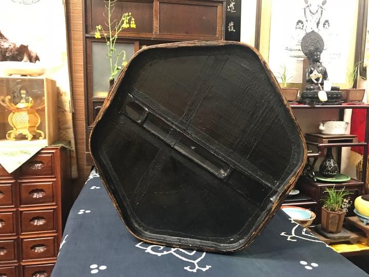 シノワズリ赤色大籠アンティーク古美術骨董カゴ籠かご 食籠