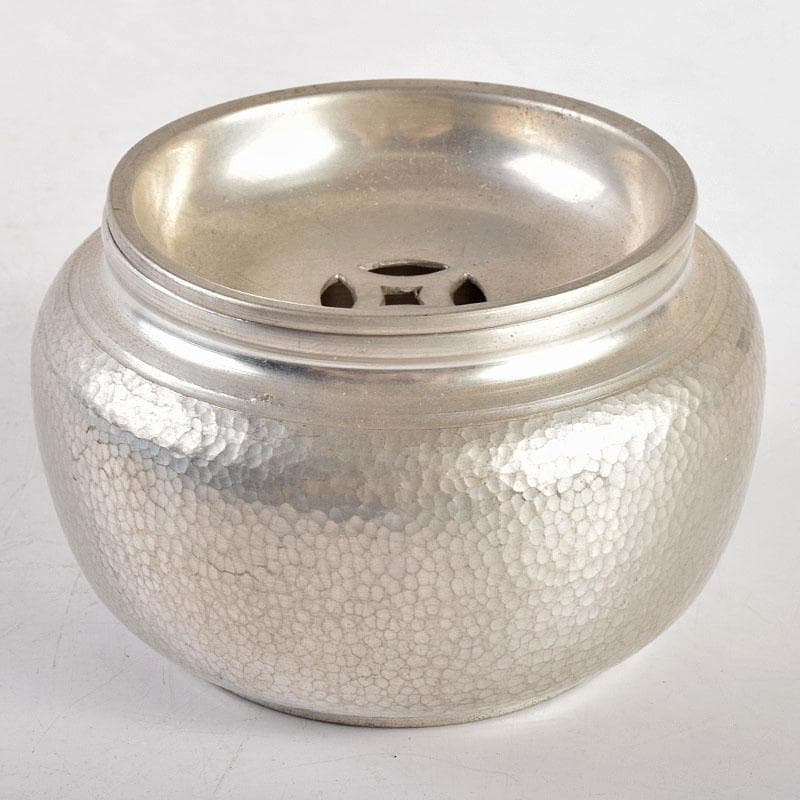 煎茶道具　継山造　本錫　鎚目　茶こぼし　建水　約242g　M　R4948