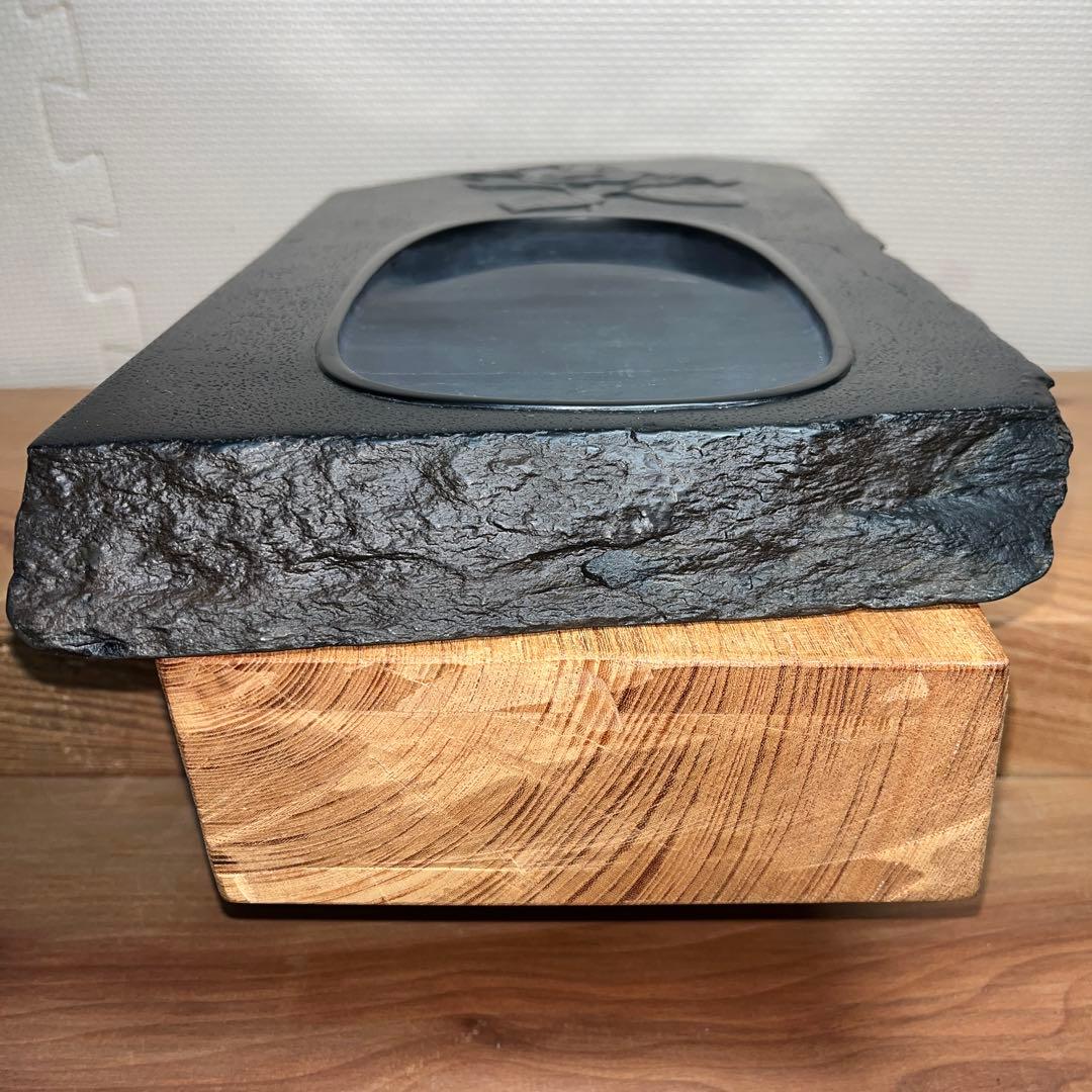 ⭕️雄勝硯 希少 超大型天然硯 伝統工芸士 杉山唐龍斎 椿花葉