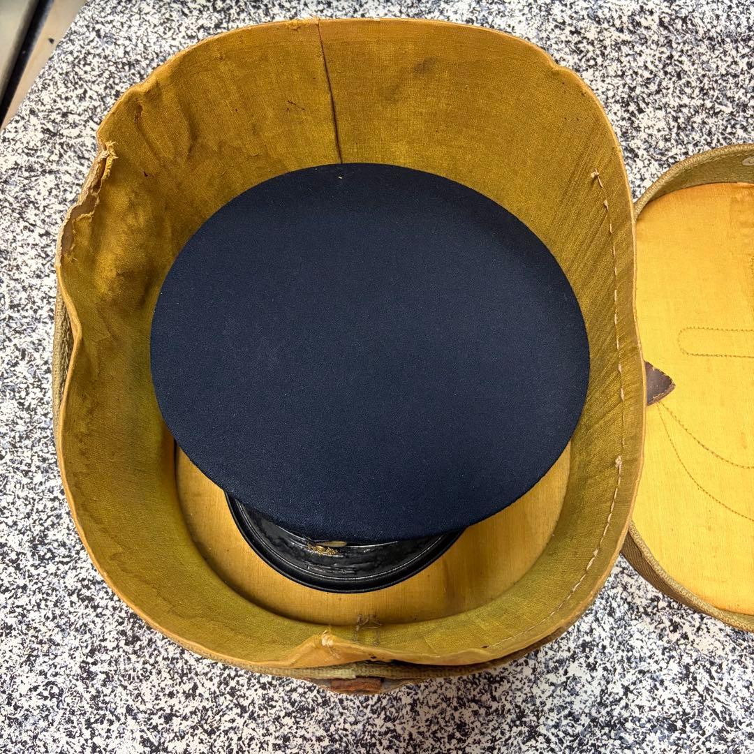 当時物 旧日本帝国海軍 制帽 帽子 軍帽 ネーム入り ミリタリー 箱付