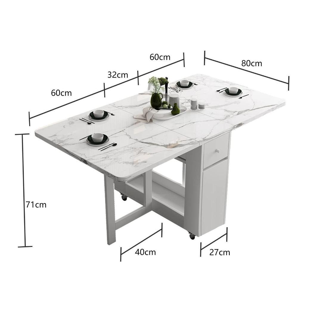 【1点限定】FUNROLUX 折り畳みダイニングテーブル 大理石柄 省スペース