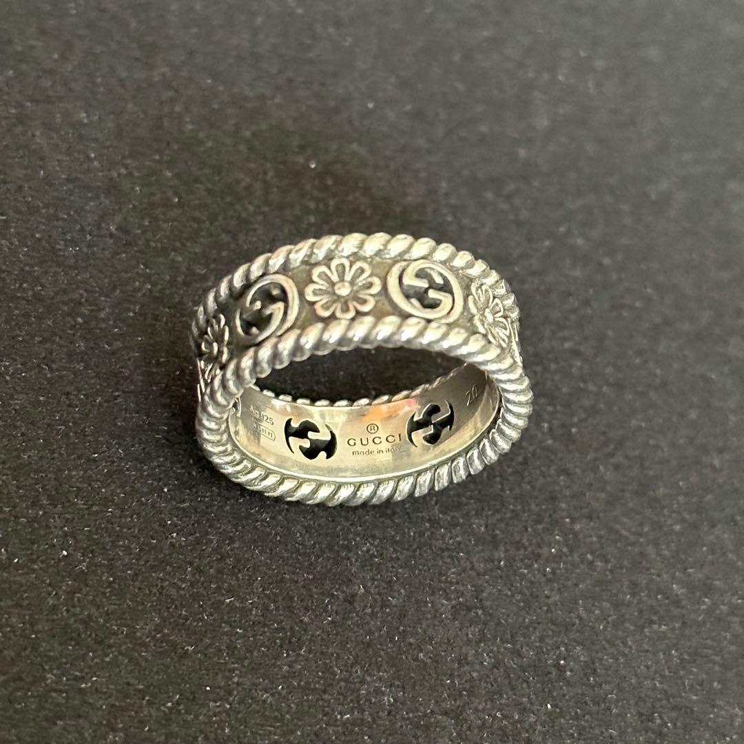 GUCCI ダブルG シルバー フラワー リング　20