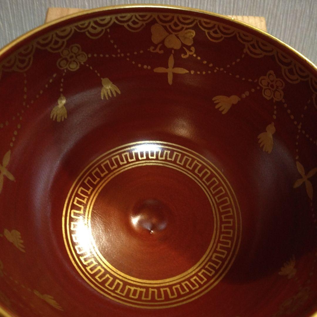 鳴滝窯 城岳造 仁清金襴松竹梅文 瓔珞紋 抹茶茶碗 共箱 共布 茶道具