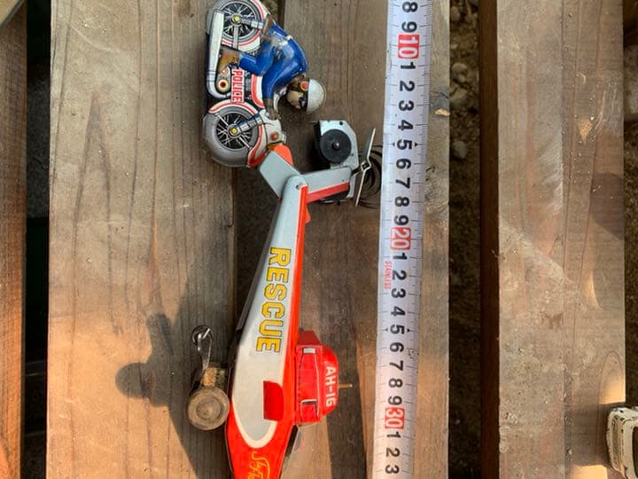 ブリキのおもちゃ　白バイ　ヘリコプターセット　不具合あり