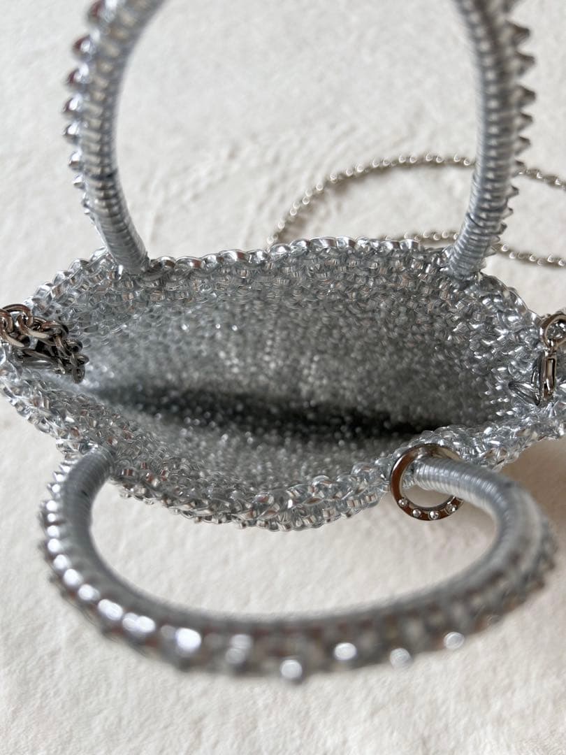 即日発送 ビーズ ワイヤーバッグ ショルダー 新品未使用 シルバー