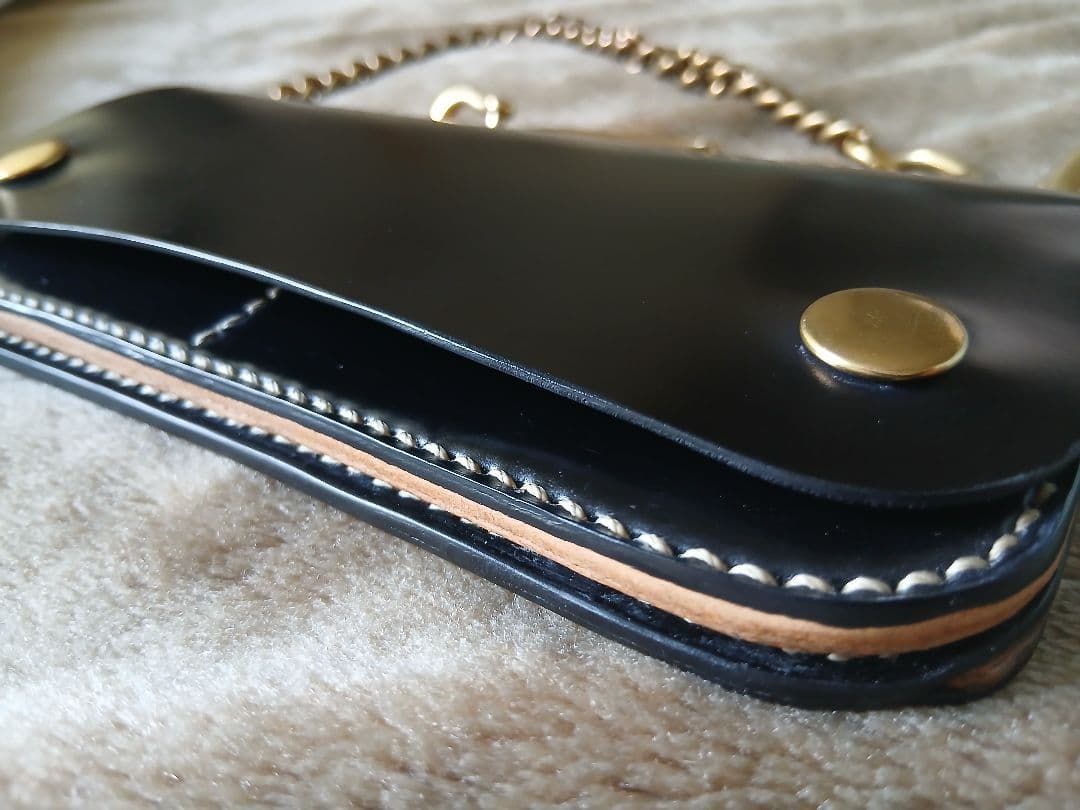 新喜皮革 オイルコードバン トラッカーウォレット ウォレットチェーン付き