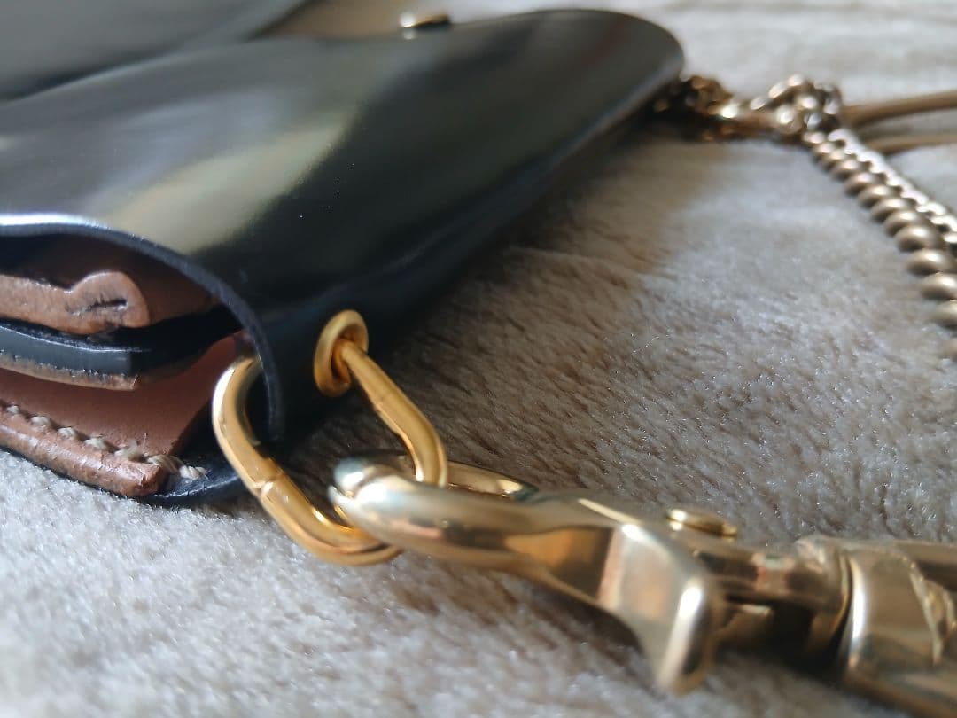 新喜皮革 オイルコードバン トラッカーウォレット ウォレットチェーン付き