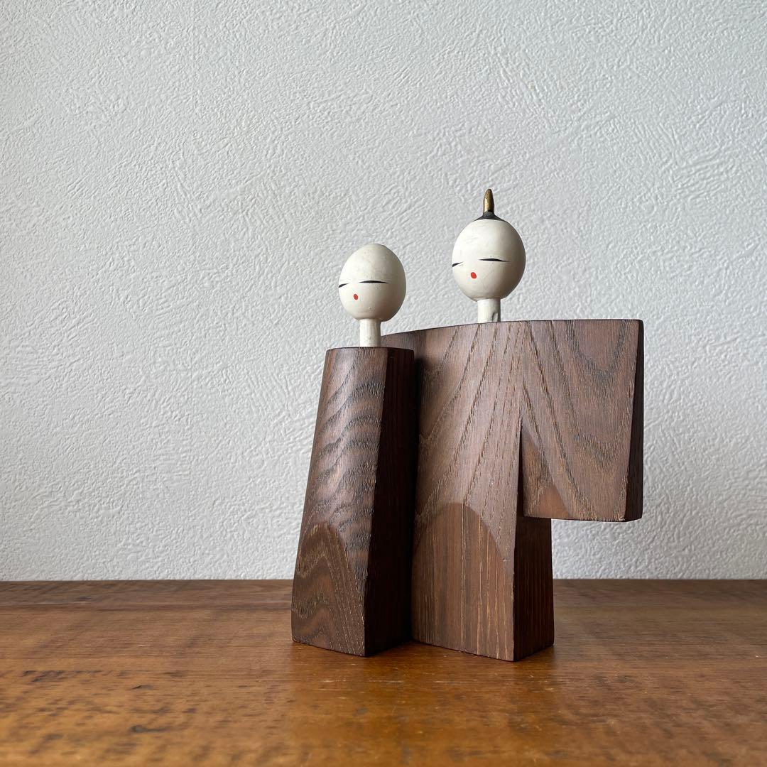 希少　古物　欅木製　立て雛　芸術　古道具　伝統文化　民藝