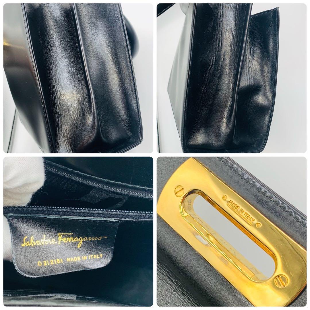 美品✨サルヴァトーレフェラガモ ハンドバッグ ガンチーニ 本革レザー ブラック