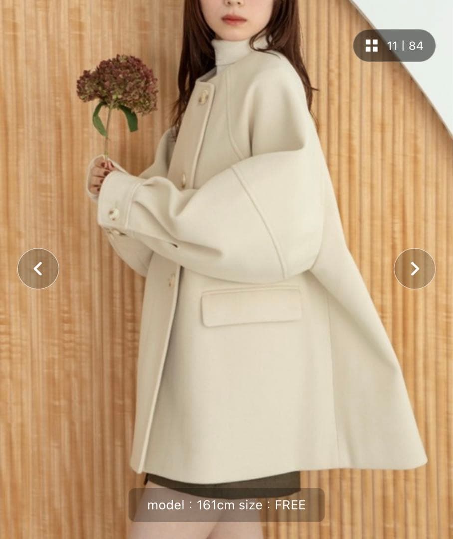 hinari ウェーブデザインミドルコート【ベージュ・free】