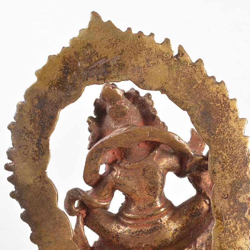 仏教美術　古銅鍍金　騎獅文殊菩薩像　仏像　C　7665E