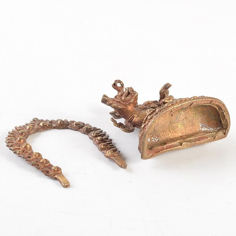 仏教美術　古銅鍍金　騎獅文殊菩薩像　仏像　C　7665E