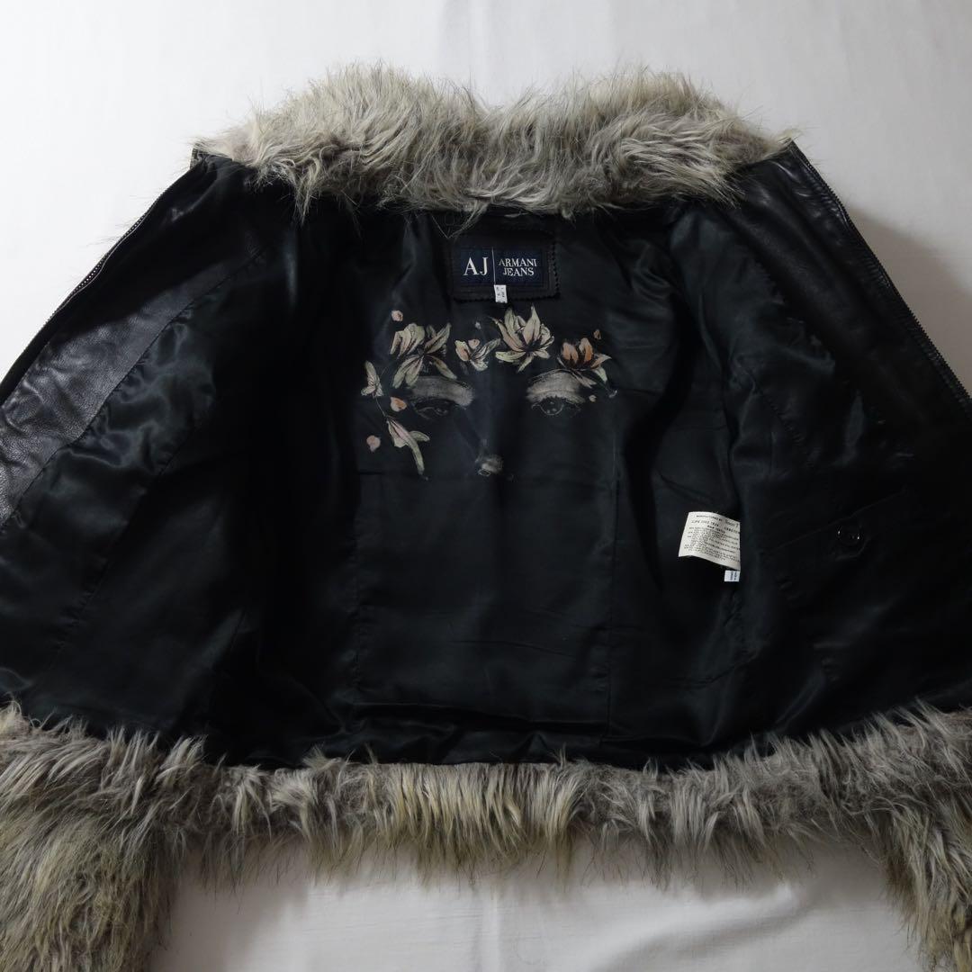 ジャケット・アウター 90s Armani Jeans Fake Fur Leather Jacket