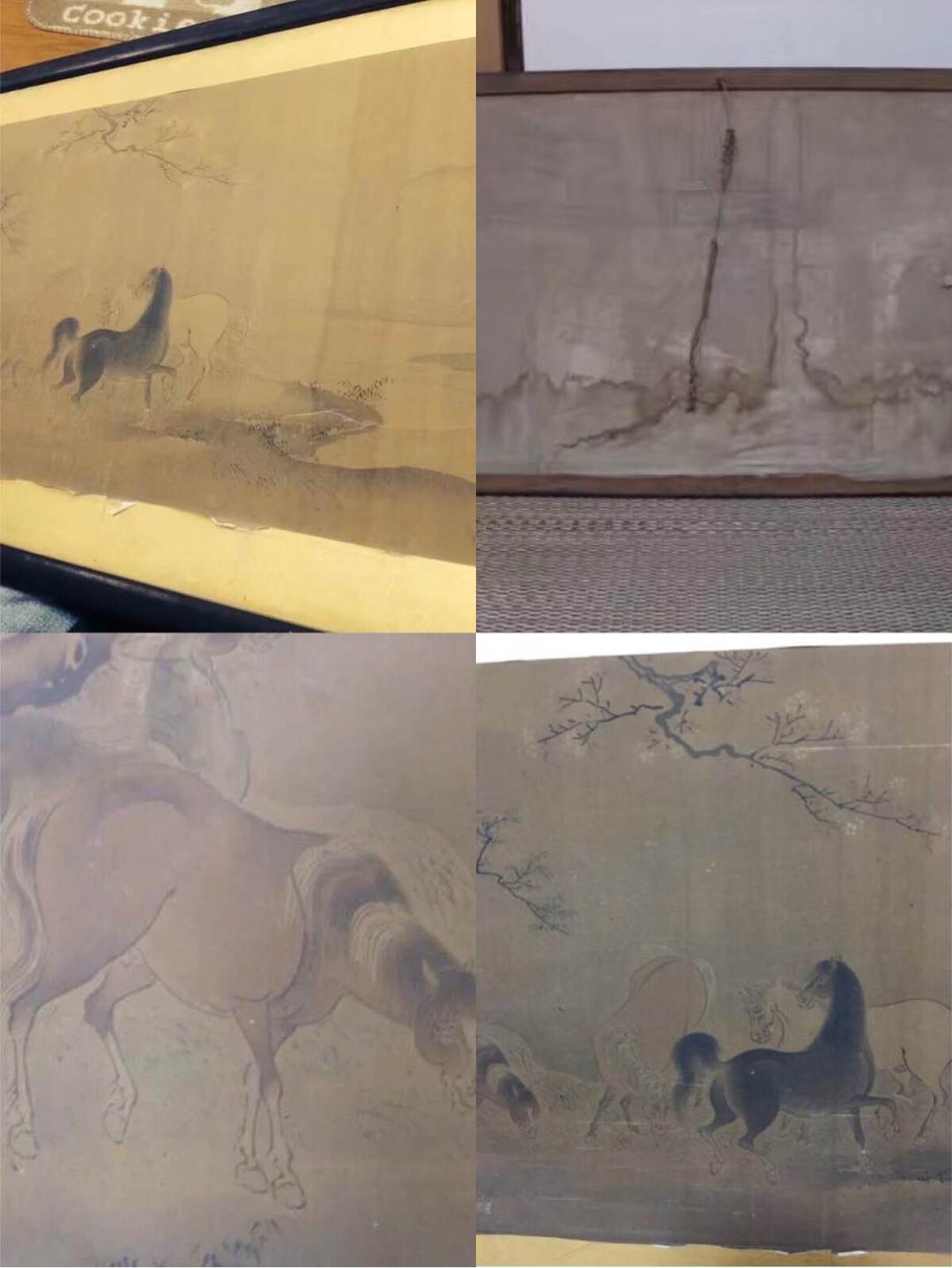 絹本 馬図 扁額 清時代 中国美術｜