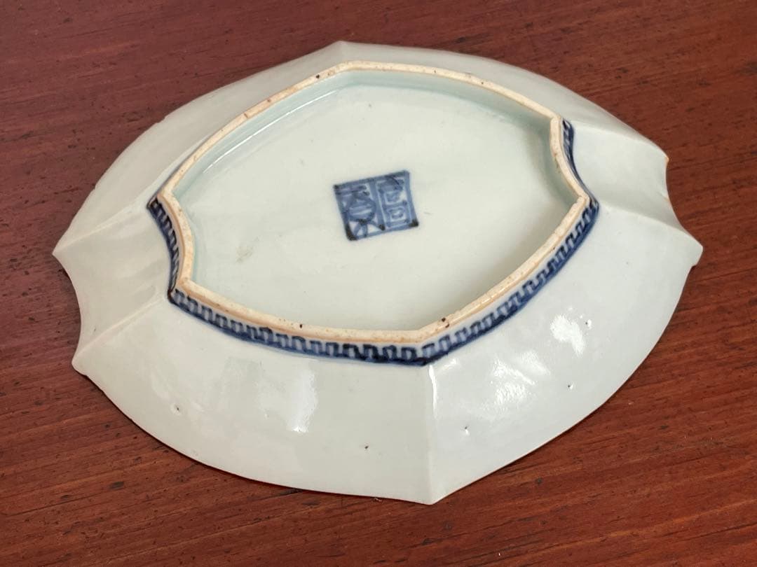 骨董 アンティーク 色絵古九谷 菊図 変形皿 小皿 重陽節句 古九谷 初期