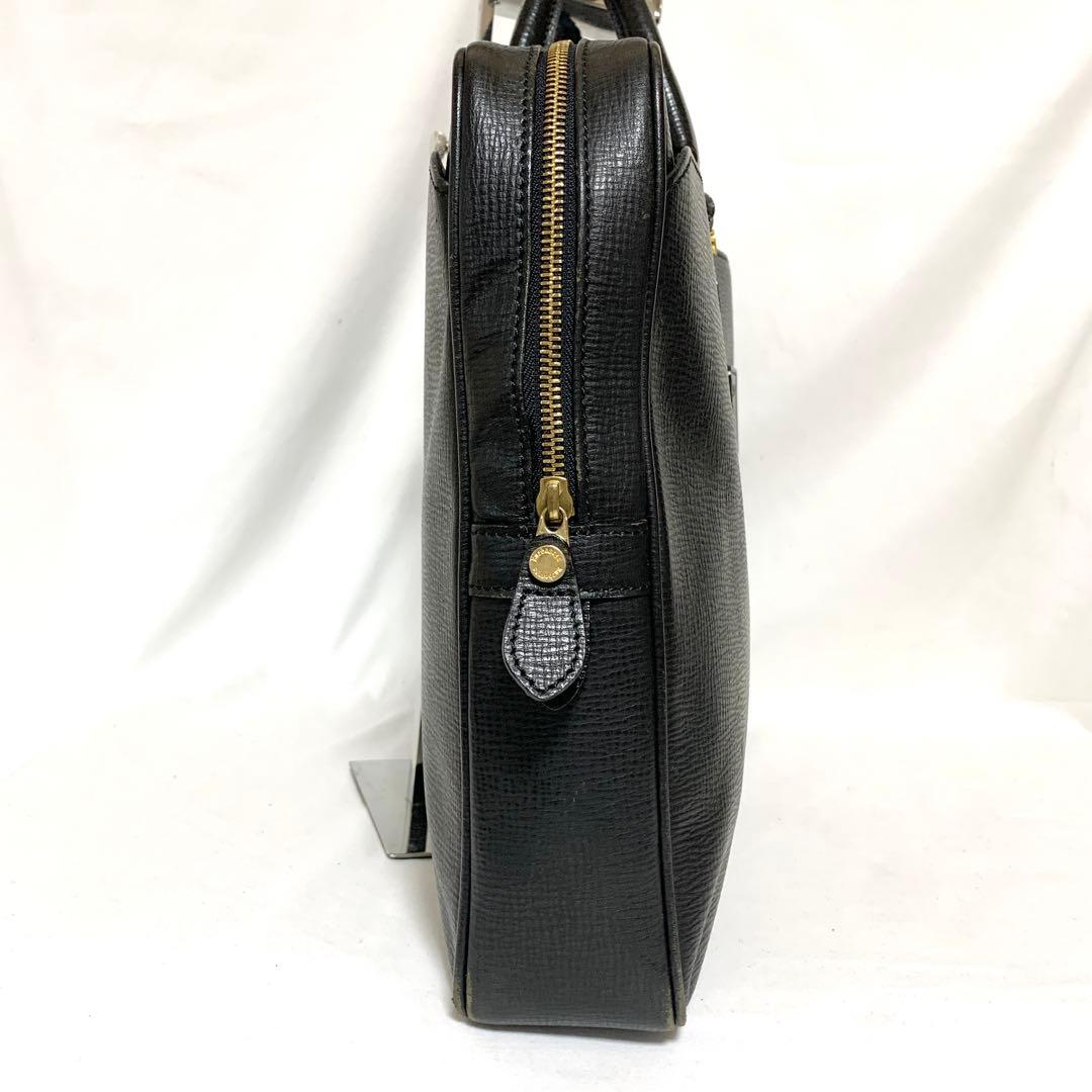 良品✨ バーバリー ヴィンテージチェック　ビジネスバッグ　シボ革　ブラック