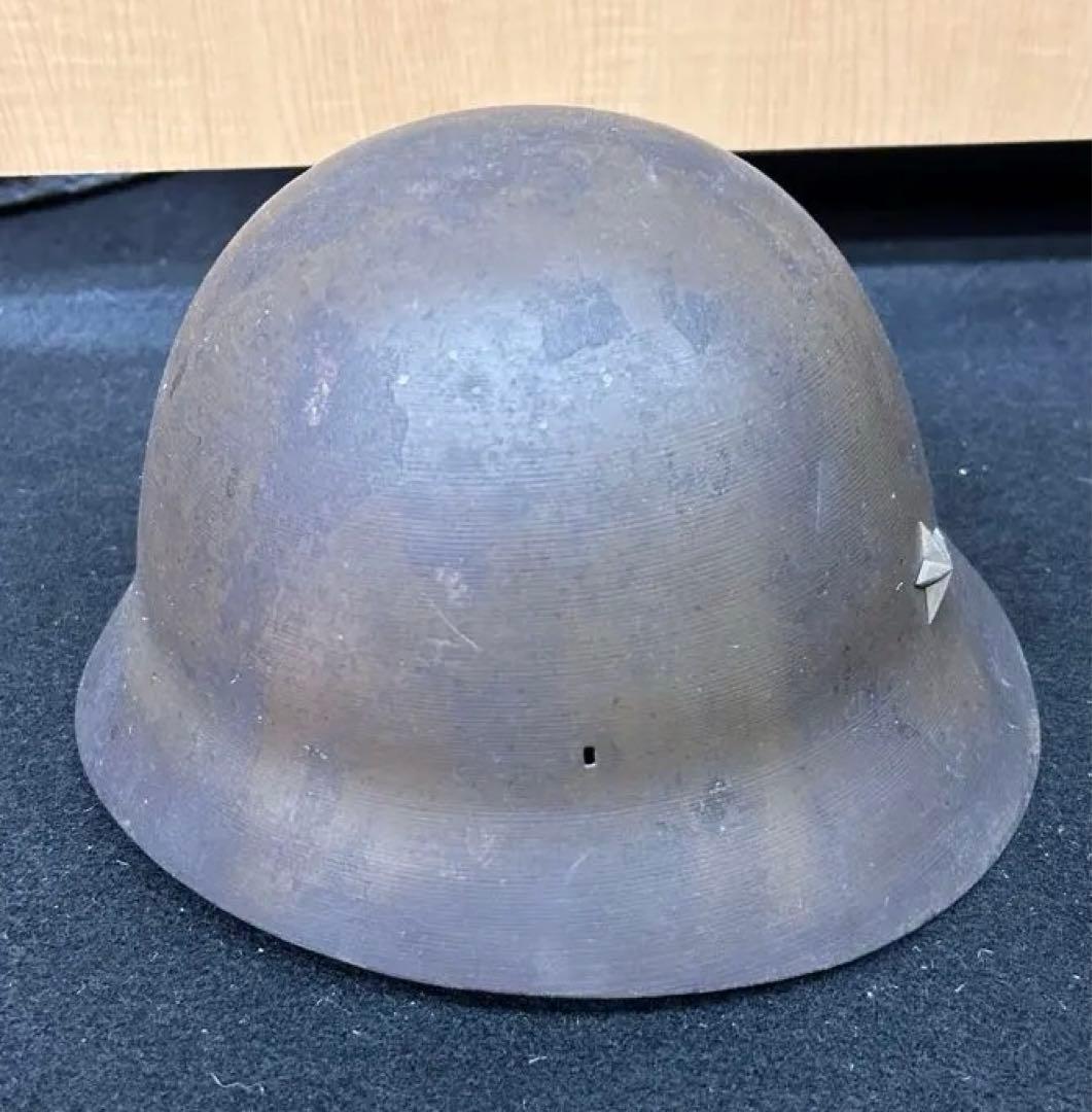 旧日本軍鉄兜 Y4490】 当時物 旧日本軍 ヘルメット 星マーク/軍用
