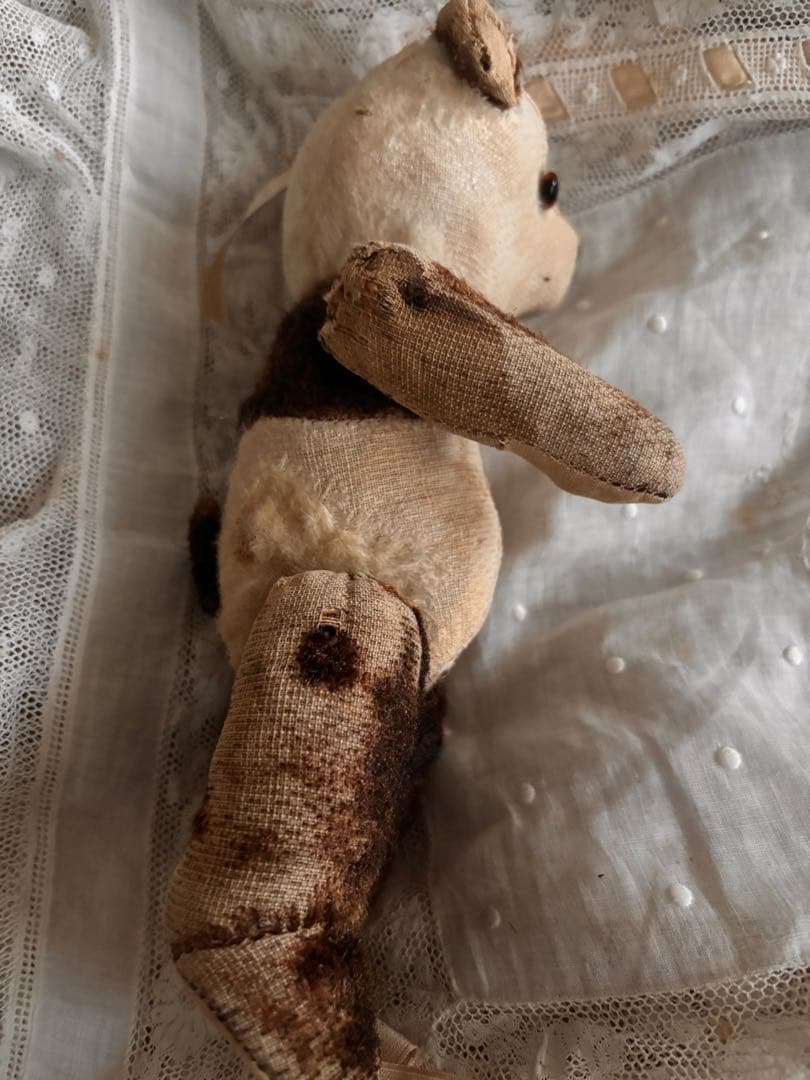 パンダベア　可愛いボロベアくん　ヘアロス　アンティークベア　ヴィンテージベア