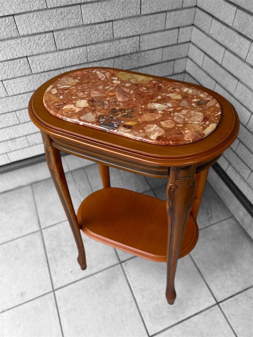 大理石コンソールテーブル 猫脚 サイドテーブル 飾り台 花台 美品