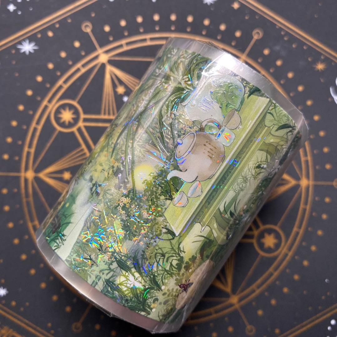 【9425】海外　3/5/巻　貝殻光マスキングテープ　家屋　庭園　背景装飾系