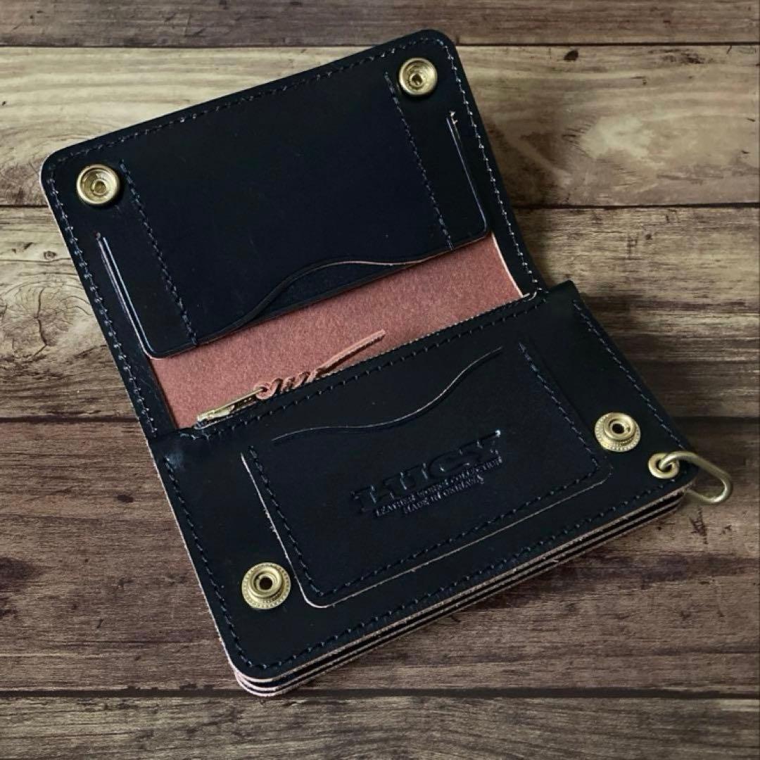 【hero】ミドルトラッカーウォレット 茶芯ブラック【お札を折らずに収納】