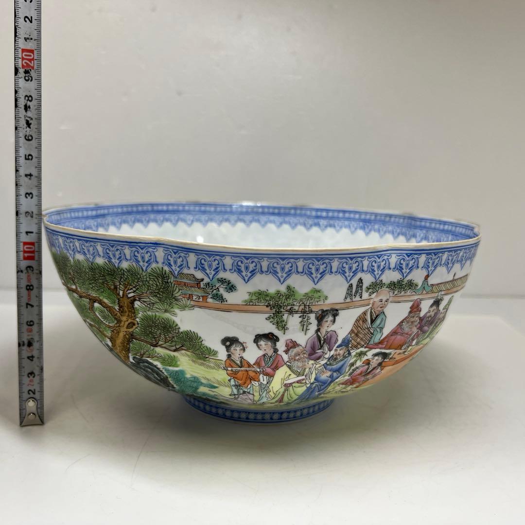 中国清時代乾隆年製白磁胎人物画大鉢27.2㎝東さ7-0525⭐︎2F