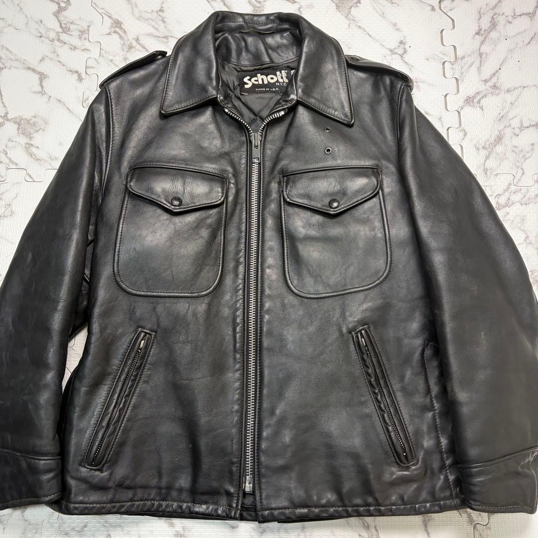 入手困難モデル✨schott ポリスマンジャケット トラッカー 38size 黒