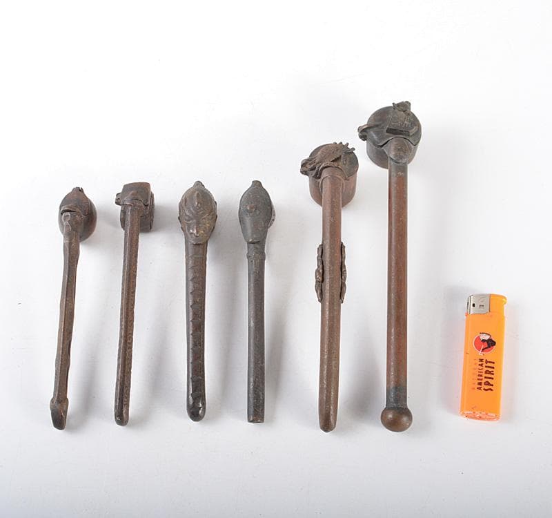 時代提げ物　書道具　古銅　矢立　6点　まとめて　M　R5246