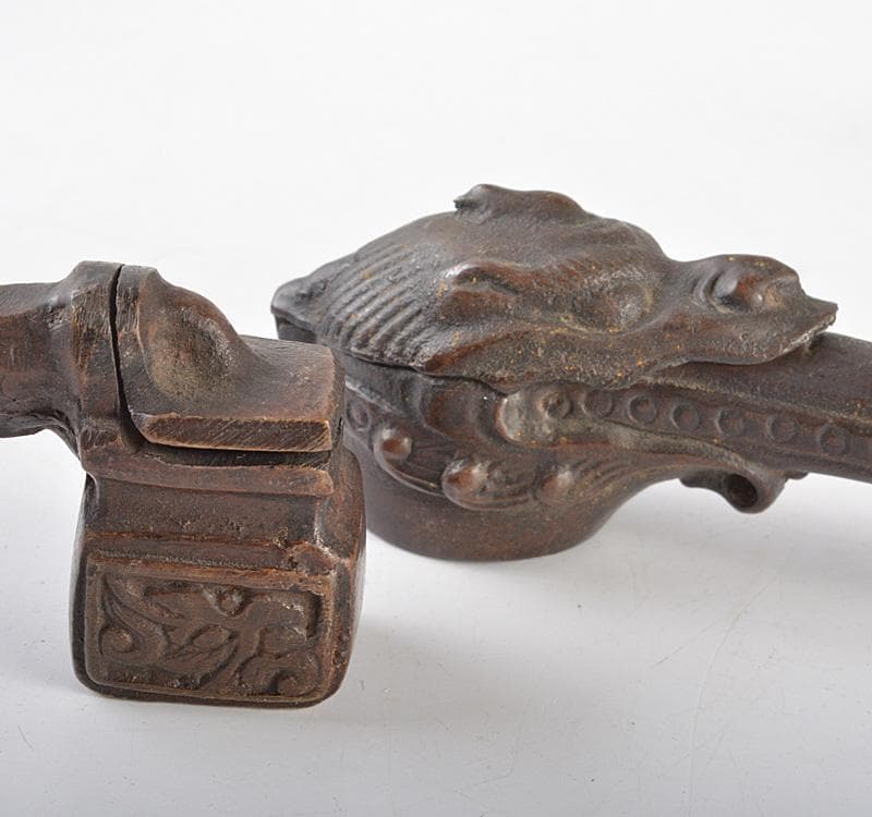 時代提げ物　書道具　古銅　矢立　6点　まとめて　M　R5246