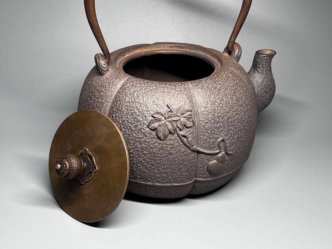 古美術 南部鉄器 鉄瓶 南瓜形 かぼちゃ 鉄分補給 IH直火対応1.2L