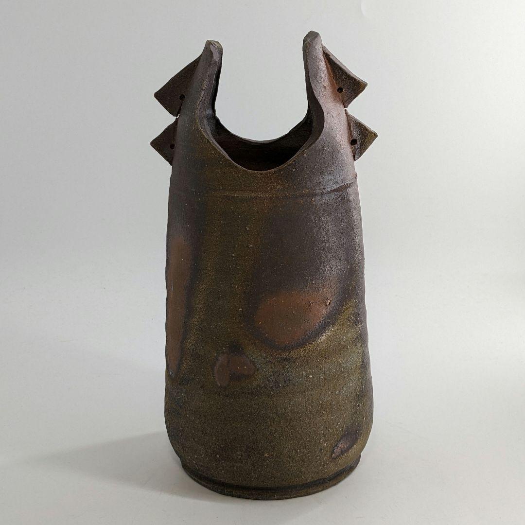 岡山県重要無形文化財 金重晃介 備前焼 耳付花入 合箱 花瓶 花器 置物 華道具