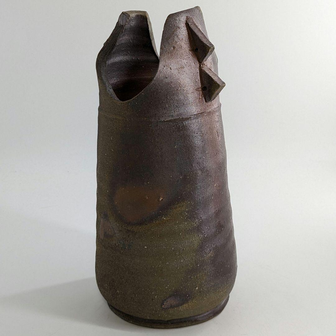 岡山県重要無形文化財 金重晃介 備前焼 耳付花入 合箱 花瓶 花器 置物 華道具