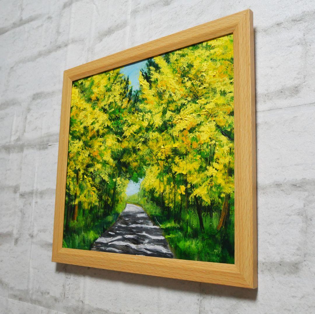 油絵 油彩 油彩画 絵 絵画 【ミモザのトンネル】