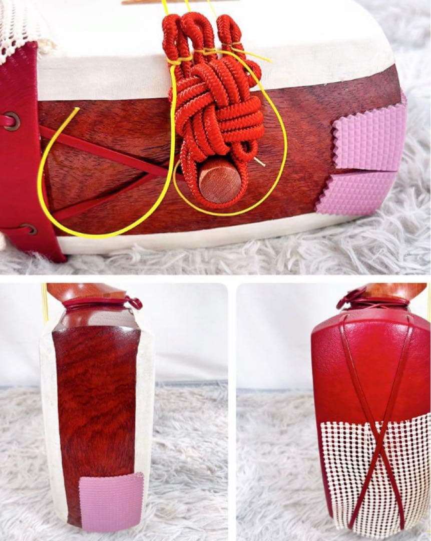 希少】民謡三味線 細棹 花梨 正寸 3分割 丸打胴 皮やぶれなし