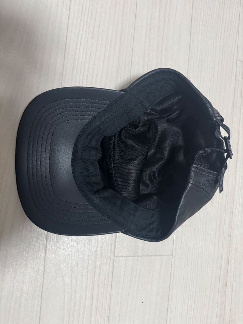 Supreme ブラックレザー ベースボールキャップ