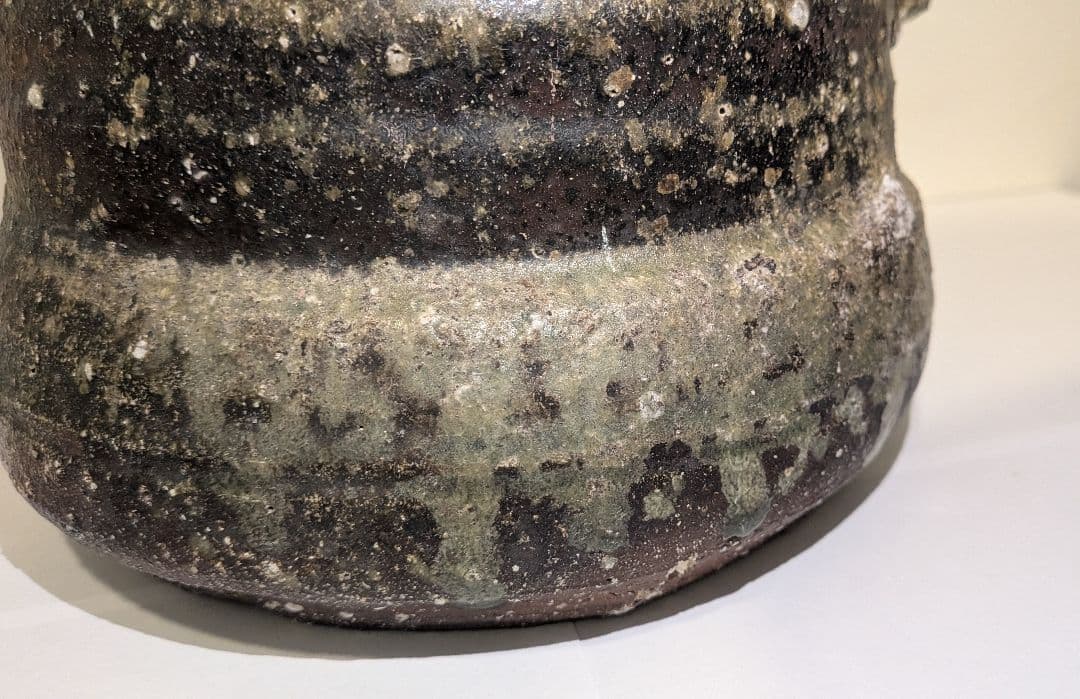 丸田宗彦』耳付朝鮮唐津水指内田皿屋窯茶道具共箱共布栞略歴冊子