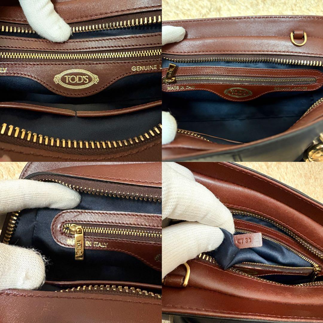 美品✨ TODS セラ レザー 2way ハンドバッグ ネイビー