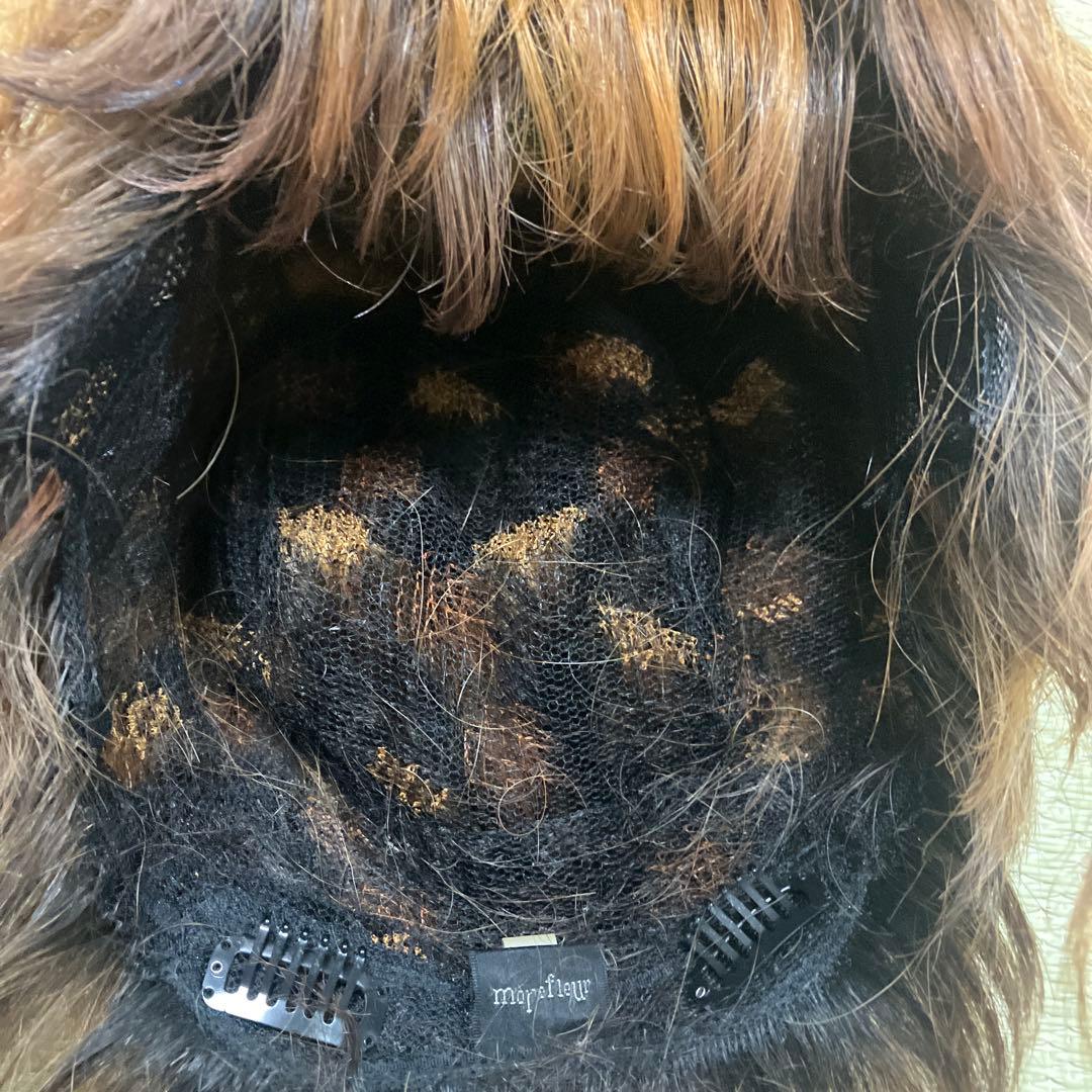 morefleur モアフルール ウィッグ 人毛混 ブラウン系 クリップ付き中古