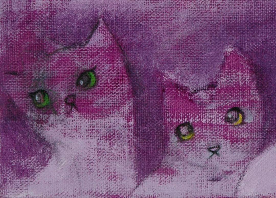 油絵 菅家令子 絵 絵画 インテリア F4-050920 可愛い子猫ちゃんたち