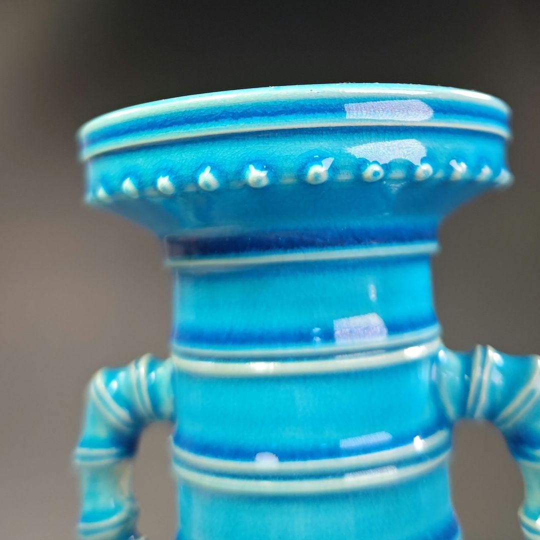 イ438 花瓶『永楽善五郎造』『交趾竹節　花入　共箱』一輪挿　茶道具