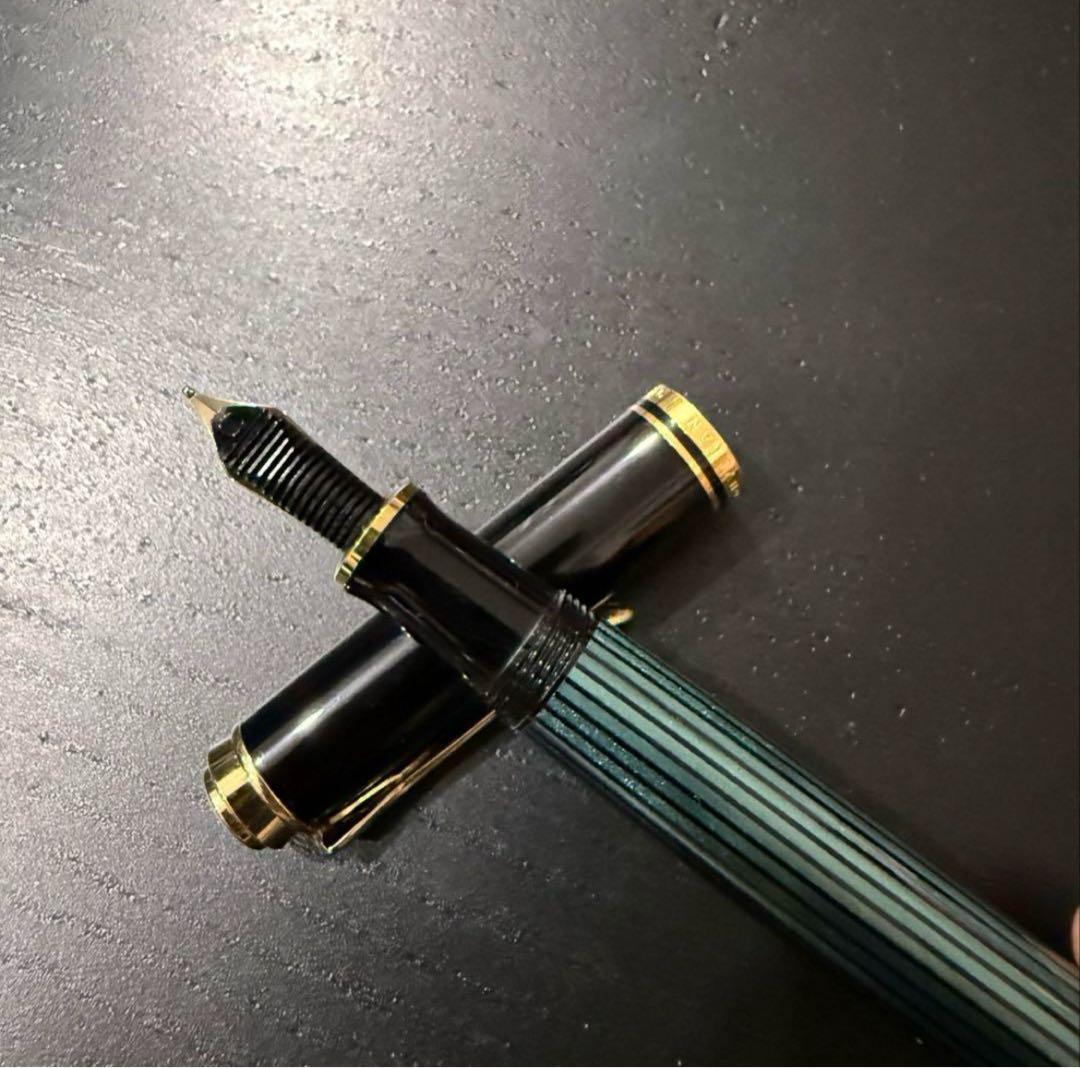 ペリカン スーベレーン m400 緑軸 14金 ペン先調整済み インクボトル付き