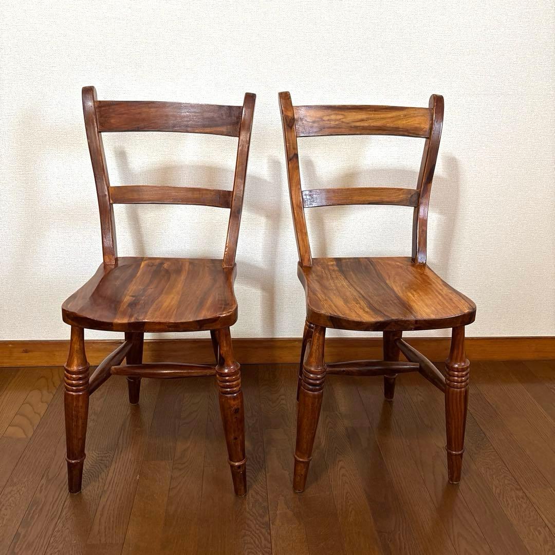 【良品】B-COMPANY ダイニングテーブル チェア ２脚 シーシャムウッド