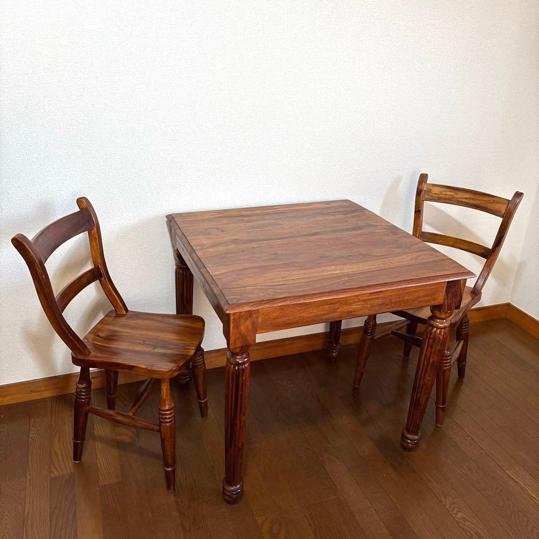 【良品】B-COMPANY ダイニングテーブル チェア ２脚 シーシャムウッド