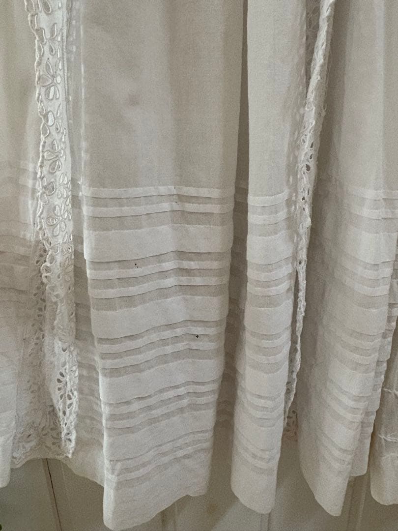 イギリスアンティーク ベビードレス レース 布花 フランスアンティーク