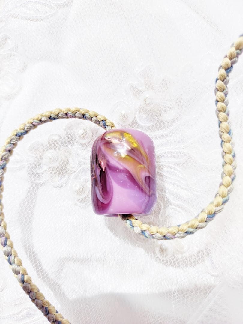 吉田正子トンボ玉（貳拾貳） 「江戸組み紐」ネックレス ガラス玉に込め